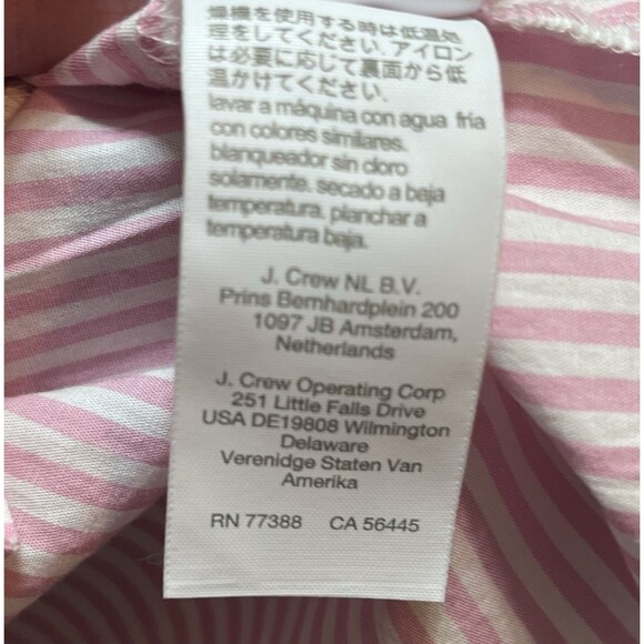 J Crew Collared Puff Sleeve Mini Shirt Striped Dress Womens 6 Petal Pink Preppy - Picture 8 of 8